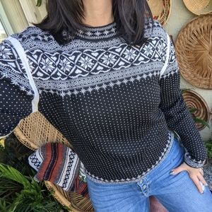 Obermeyer M Nordic Fair Isle Sweater Black & White